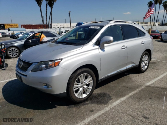 2011 Lexus RX 450h with VIN JTJBC1BA3B2038046, listed as a Copart auction lot 47574044 with 191,217 mi miles and Salvage Title. Bid and sale history available at carsss.com. Image 1.