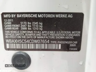 2012 BMW 5 Series 528i xDrive with VIN WBAXH5C54CDW07654, listed as a IAAI auction lot 41937533 with 109,529 mi miles. Bid and sale history available at carsss.com. Image 9.