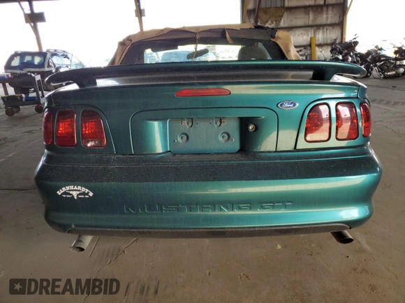 1996 Ford Mustang GT with VIN 1FALP45X5TF226385, listed as a Copart auction lot 43082185 with 21,450 mi miles and Salvage Title. Bid and sale history available at carsss.com. Image 6.