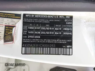 2012 Mercedes-Benz M 350 with VIN 4JGDA2EB1CA001253, listed as a IAAI auction lot 42101210 with 149,920 mi miles and . Bid and sale history available at DreamBid. Image 9.