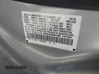 2005 Honda Odyssey EX-L with VIN 5FNRL38755B014826, listed as a IAAI auction lot 42147100 with 145,484 mi miles. Bid and sale history available at carsss.com. Image 9.