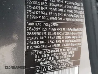2016 Land Rover Range Rover Sport HSE with VIN SALWR2PF5GA581739, listed as a Copart auction lot 57715875 with 102,936 mi miles and Salvage title. Bid and sale history available at DreamBid. Image 12.