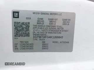 2019 GMC Savana Cargo with VIN 1GTW7AFG4K1269843, listed as a IAAI auction lot 41848438 with 70,419 mi miles. Bid and sale history available at carsss.com. Image 9.
