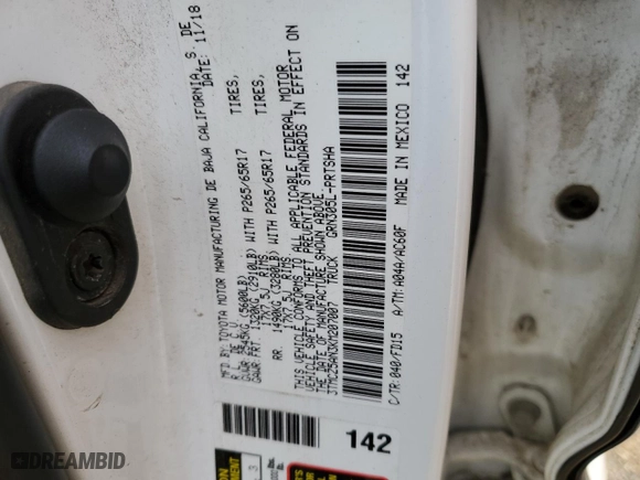 2019 Toyota Tacoma 4WD SR with VIN 3TMCZ5AN3KM207007, listed as a Copart auction lot 81179124 with 0 mi miles and Salvage Title. Bid and sale history available at carsss.com. Image 12.