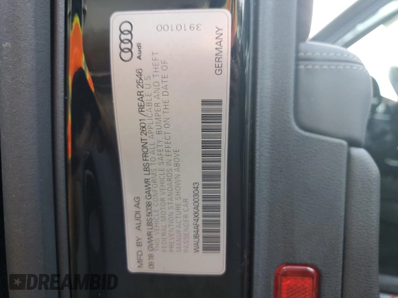 2019 Audi S4 Premium Plus with VIN WAUB4AF4XKA003043, listed as a Copart auction lot 78053854 with 30,340 mi miles and Salvage Title. Bid and sale history available at carsss.com. Image 12.