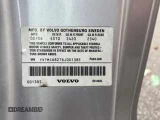 2006 Volvo C70 with VIN YV1MC68276J001385, listed as a Copart auction lot 72410764 with 109,543 mi miles and Clean Title. Bid and sale history available at carsss.com. Image 10.