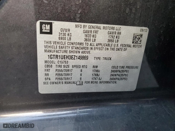 2014 GMC Sierra 1500 SLE with VIN 1GTR1UEH3EZ149869, listed as a Copart auction lot 79744924 with 112,564 mi miles and Salvage Title. Bid and sale history available at carsss.com. Image 15.