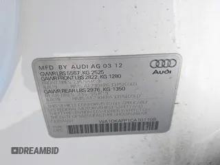 2012 Audi Q5 3.2L Premium Plus with VIN WA1DKAFP1CA101109, listed as a IAAI auction lot 41718242 with 166,120 mi miles. Bid and sale history available at carsss.com. Image 9.