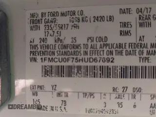2017 Ford Escape S с VIN 1FMCU0F75HUD67692, выставлен на аукционе IAAI как лот 42558196 с пробегом 68 390 миль миль и . История ставок и продаж доступна на DreamBid. Изображение 9.