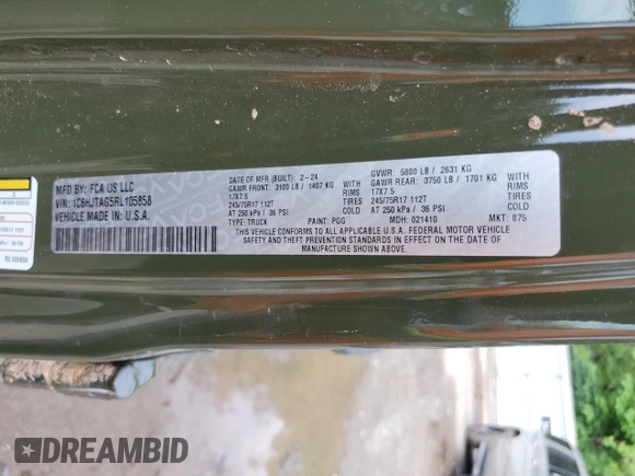 2024 Jeep Gladiator Sport S z VIN 1C6HJTAG5RL105858, wystawiony jako Copart lot #53345125 z przebiegiem 17 117 mil mil oraz Szkoda całkowita • Salvage title. Historia ofert i sprzedaży dostępna na DreamBid. Obrazek 13.