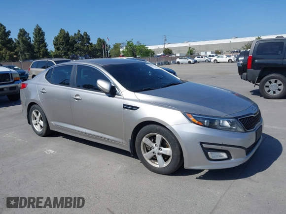 2014 Kia Optima LX with VIN KNAGM4A70E5482966, listed as a IAAI auction lot 42109539 with 194,519 mi miles and . Bid and sale history available at carsss.com. Image 1.