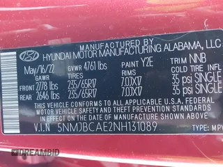 2022 Hyundai Tucson SEL with VIN 5NMJBCAE2NH131089, listed as a IAAI auction lot 41705654 with 14,362 mi miles. Bid and sale history available at carsss.com. Image 9.