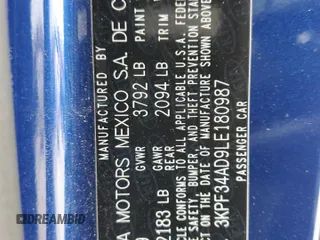 2020 Kia Forte GT-Line with VIN 3KPF34AD9LE180987, listed as a Copart auction lot 48558305 with 121,241 mi miles and Salvage Title. Bid and sale history available at carsss.com. Image 12.