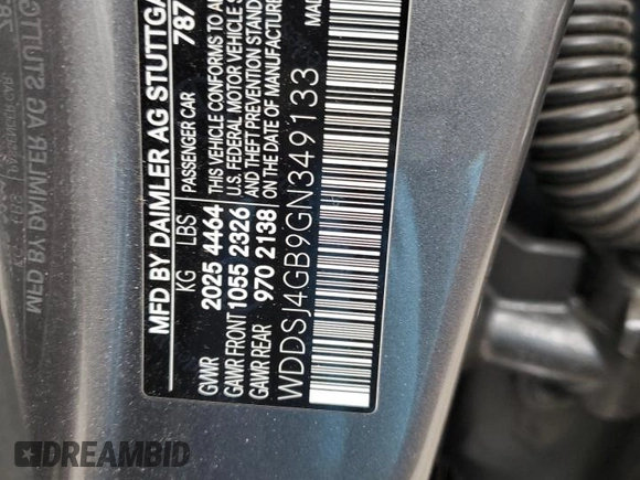 2016 Mercedes-Benz CLA 250 with VIN WDDSJ4GB9GN349133, listed as a Copart auction lot 38463464 with 85,074 mi miles and . Bid and sale history available at DreamBid. Image 13.