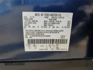 2016 Ford Explorer XLT with VIN 1FM5K8D88GGC00409, listed as a Copart auction lot 53890745 with 175,762 mi miles and Salvage Title. Bid and sale history available at DreamBid. Image 13.