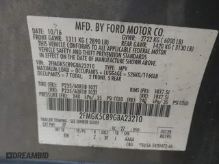 2016 Ford Flex SEL with VIN 2FMGK5C89GBA23210, listed as a IAAI auction lot 41617724 with 133,582 mi miles. Bid and sale history available at carsss.com. Image 9.