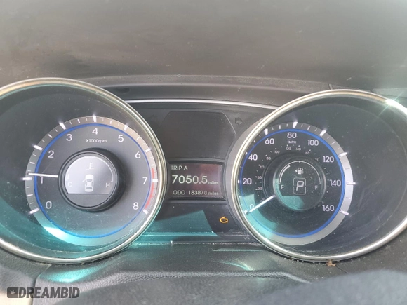 2013 Hyundai Sonata GLS with VIN 5NPEB4AC4DH562542, listed as a Copart auction lot 52831035 with 183,870 mi miles and Clean Title. Bid and sale history available at carsss.com. Image 9.