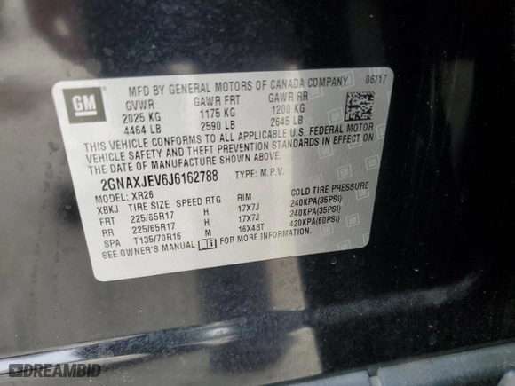 2018 Chevrolet Equinox LT with VIN 2GNAXJEV6J6162788, listed as a Copart auction lot 44858605 with 138,446 mi miles and Salvage Title. Bid and sale history available at carsss.com. Image 14.