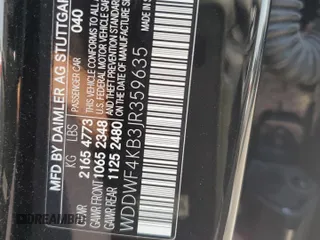 2018 Mercedes-Benz C 300 с VIN WDDWF4KB3JR359635, выставлен на аукционе Copart как лот 59393945 с пробегом 37 400 миль миль и Списание • Salvage title. История ставок и продаж доступна на DreamBid. Изображение 12.