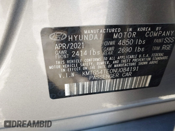2022 Genesis G70 3.3T z VIN KMTG54TE0NU084191, wystawiony jako IAAI lot #41479649 z przebiegiem 51 548 mil mil oraz . Historia ofert i sprzedaży dostępna na DreamBid. Obrazek 9.