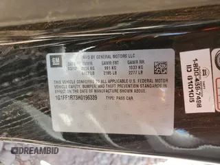 2017 Chevrolet Camaro 1SS with VIN 1G1FF1R73H0196339, listed as a Copart auction lot 59788315 with Not provided miles and Salvage title. Bid and sale history available at DreamBid. Image 13.