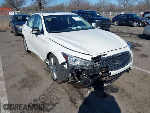 2023 Infiniti Q50 Luxe with VIN JN1EV7BRXPM542112, listed as a IAAI auction lot 41588571 with 20,749 mi miles and . Bid and sale history available at DreamBid. Image 1.