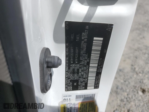 2018 Toyota Sienna LE Auto Access Seat with VIN 5TDKZ3DC0JS944349, listed as a Copart auction lot 58276595 with 72,725 mi miles and Salvage title. Bid and sale history available at DreamBid. Image 13.