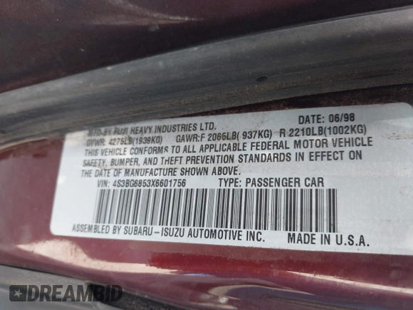 1999 Subaru Legacy Outback с VIN 4S3BG6853X6601756, выставлен на аукционе IAAI как лот 42741509 с пробегом 287 728 миль миль и . История ставок и продаж доступна на DreamBid. Изображение 9.