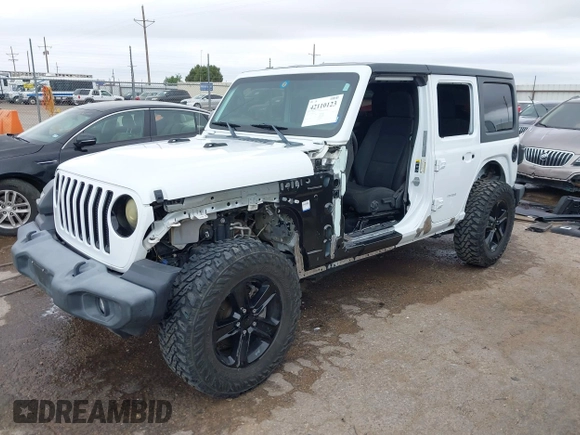 2021 Jeep Wrangler Unlimited Sport S with VIN 1C4HJXDG8MW509322, listed as a IAAI auction lot 42110123 with 39,955 mi miles and . Bid and sale history available at DreamBid. Image 2.