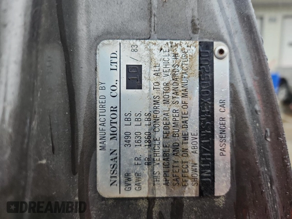 1984 Nissan 300ZX z VIN JN1HZ14S4EX005200, wystawiony jako Copart lot #61509385 z przebiegiem 190 583 mil mil oraz Czysty tytuł • Clean title. Historia ofert i sprzedaży dostępna na DreamBid. Obrazek 12.