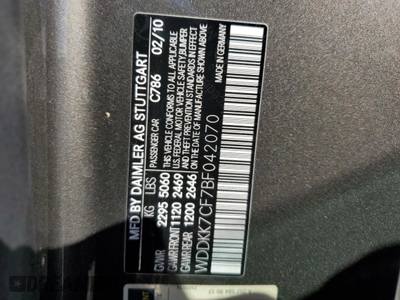 2011 Mercedes-Benz E-Class E 550 with VIN WDDKK7CF7BF042070, listed as a Copart auction lot 50443705 with 148,865 mi miles and Clean Title. Bid and sale history available at carsss.com. Image 12.