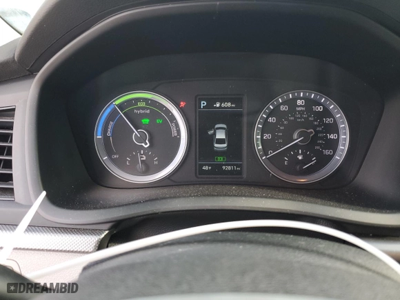 2019 Hyundai Sonata Hybrid SE with VIN KMHE24L33KA090380, listed as a Copart auction lot 42613415 with 92,811 mi miles and Salvage Title. Bid and sale history available at carsss.com. Image 9.