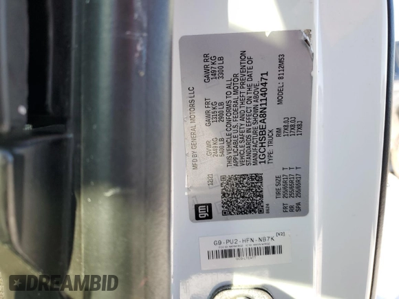 2022 Chevrolet Colorado 2WD Work Truck z VIN 1GCHSBEA8N1140471, wystawiony jako Copart lot #46186945 z przebiegiem 80 692 mil mil oraz Szkoda całkowita • Salvage title. Historia ofert i sprzedaży dostępna na DreamBid. Obrazek 12.