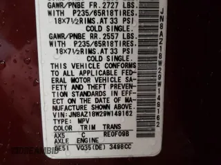 2009 Nissan Murano S with VIN JN8AZ18W29W149162, listed as a Copart auction lot 44407305 with 127,578 mi miles and Salvage Title. Bid and sale history available at carsss.com. Image 13.
