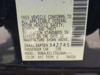 2014 Nissan Altima 2.5 S with VIN 1N4AL3AP3EN342745, listed as a IAAI auction lot 42017258 with 102,314 mi miles. Bid and sale history available at carsss.com. Image 9.