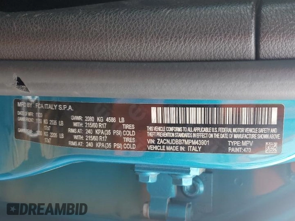 2021 Jeep Renegade Latitude with VIN ZACNJDBB7MPM43901, listed as a Copart auction lot 56366625 with 81,171 mi miles and Clean Title. Bid and sale history available at DreamBid. Image 14.