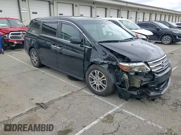 2013 Honda Odyssey EX-L with VIN 5FNRL5H61DB019930, listed as a Copart auction lot 54666775 with 175,300 mi miles and Salvage title. Bid and sale history available at DreamBid. Image 14.