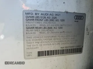 2021 Audi Q3 S line Premium Plus with VIN WA1EECF36M1129591, listed as a Copart auction lot 54921935 with 109,365 mi miles and Salvage title. Bid and sale history available at DreamBid. Image 13.