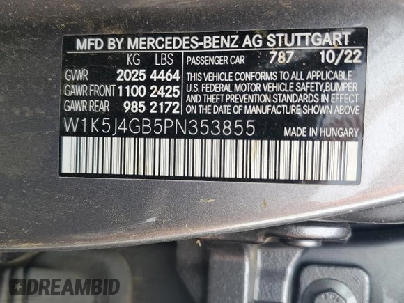 2023 Mercedes-Benz CLA 250 with VIN W1K5J4GB5PN353855, listed as a Copart auction lot 78482194 with Not Provided miles and Non Repairable. Bid and sale history available at DreamBid. Image 13.