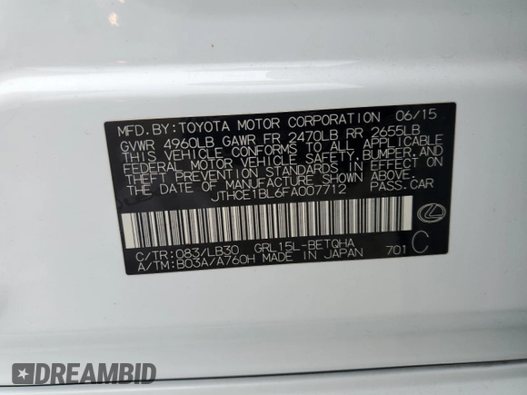 2015 Lexus GS 350 with VIN JTHCE1BL6FA007712, listed as a Copart auction lot 44289504 with 71,337 mi miles. Bid and sale history available at carsss.com. Image 12.