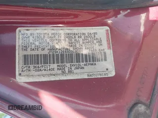 1995 Toyota Camry LE z VIN JT2SK12E6S0318069, wystawiony jako IAAI lot #42003618 z przebiegiem 235 623 mil mil oraz . Historia ofert i sprzedaży dostępna na DreamBid. Obrazek 9.