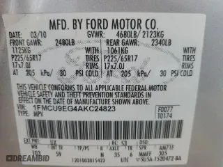 2010 Ford Escape Limited with VIN 1FMCU9EG4AKC24823, listed as a Copart auction lot 46303545 with 106,762 mi miles and Salvage Title. Bid and sale history available at carsss.com. Image 14.
