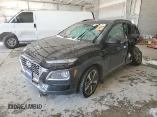 2019 Hyundai Kona Ultimate with VIN KM8K53A59KU379805, listed as a Copart auction lot 46149145 with Not Provided miles and Salvage Title. Bid and sale history available at carsss.com. Image 1.