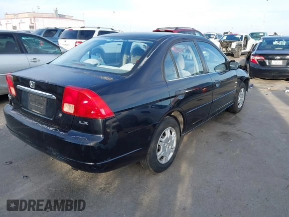 2001 Honda Civic LX with VIN 2HGES16501H619916, listed as a IAAI auction lot 41599951 with 230,395 mi miles. Bid and sale history available at carsss.com. Image 4.