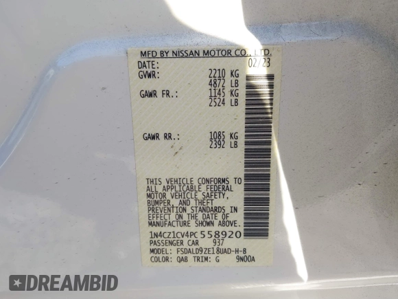 2023 Nissan LEAF SV Plus z VIN 1N4CZ1CV4PC558920, wystawiony jako IAAI lot #41332755 z przebiegiem 15 893 mil mil oraz . Historia ofert i sprzedaży dostępna na DreamBid. Obrazek 9.