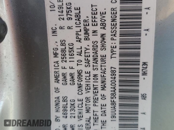2010 Acura TL Tech with VIN 19UUA8F58AA004987, listed as a Copart auction lot 49766295 with 0 mi miles and Salvage Title. Bid and sale history available at carsss.com. Image 14.
