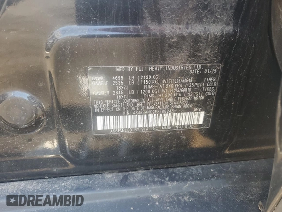 2015 Subaru Outback Limited with VIN 4S4BSANC2F3288246, listed as a Copart auction lot 54337995 with 325,382 mi miles and Salvage Title. Bid and sale history available at DreamBid. Image 12.