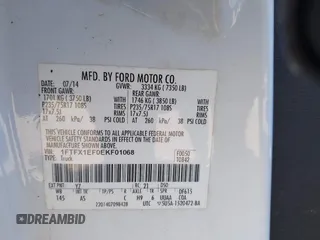 2014 Ford F-150 XL with VIN 1FTFX1EF0EKF01068, listed as a IAAI auction lot 41641910 with 212,728 mi miles. Bid and sale history available at carsss.com. Image 9.