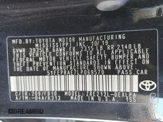 2020 Toyota Corolla LE with VIN 5YFEPRAE7LP069570, listed as a Copart auction lot 55604775 with 132,219 mi miles and Clean Title. Bid and sale history available at carsss.com. Image 12.