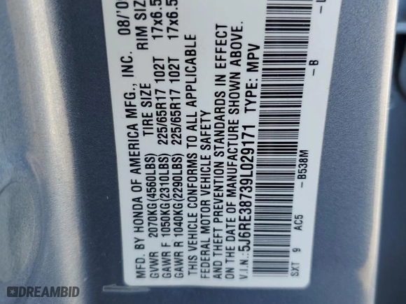 2009 Honda CR-V EX-L with VIN 5J6RE38739L029171, listed as a Copart auction lot 49231145 with 109,534 mi miles and Salvage Title. Bid and sale history available at carsss.com. Image 14.